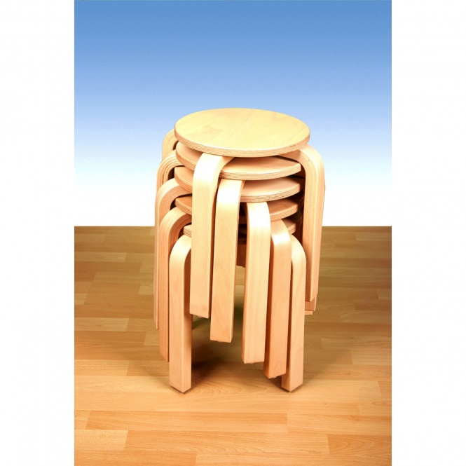 Massivholzhocker, Gestel und Sitzfläche Buche massiv, stapelbar, Kunststoffgleiter 